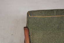 Load image into Gallery viewer, Mid Century Cintique Afrormosia Armchair with Original Green Fabric Upholstery.
