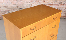 Load image into Gallery viewer, Mid Century Oak Chest of Drawers with Brass Handles, circa 1960s.
