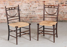 Load image into Gallery viewer, Set of 4 Arts &amp; Crafts Morris Style Sussex Chairs for Heals c.1890s
