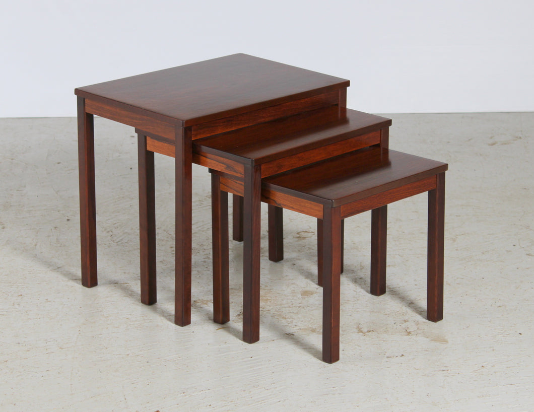Midcentury Rosewood Nest of Tables by Heggen of Norway, c. 1970s.
