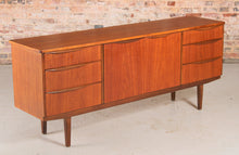 Load image into Gallery viewer, Mid Century Teak sideboard with Carved Wooden Handles.  c1960s
