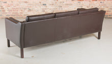 Load image into Gallery viewer, Danish Mid Century Brown Leather 3-Seater Sofa by Vemb Mobelfabrik, circa 1970s.
