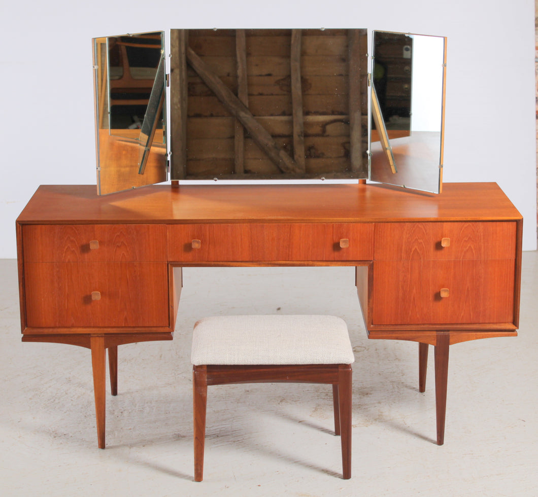 Mid Century teak Dressing Table with a Stool by McIntosh, Scotland, c 1960s.