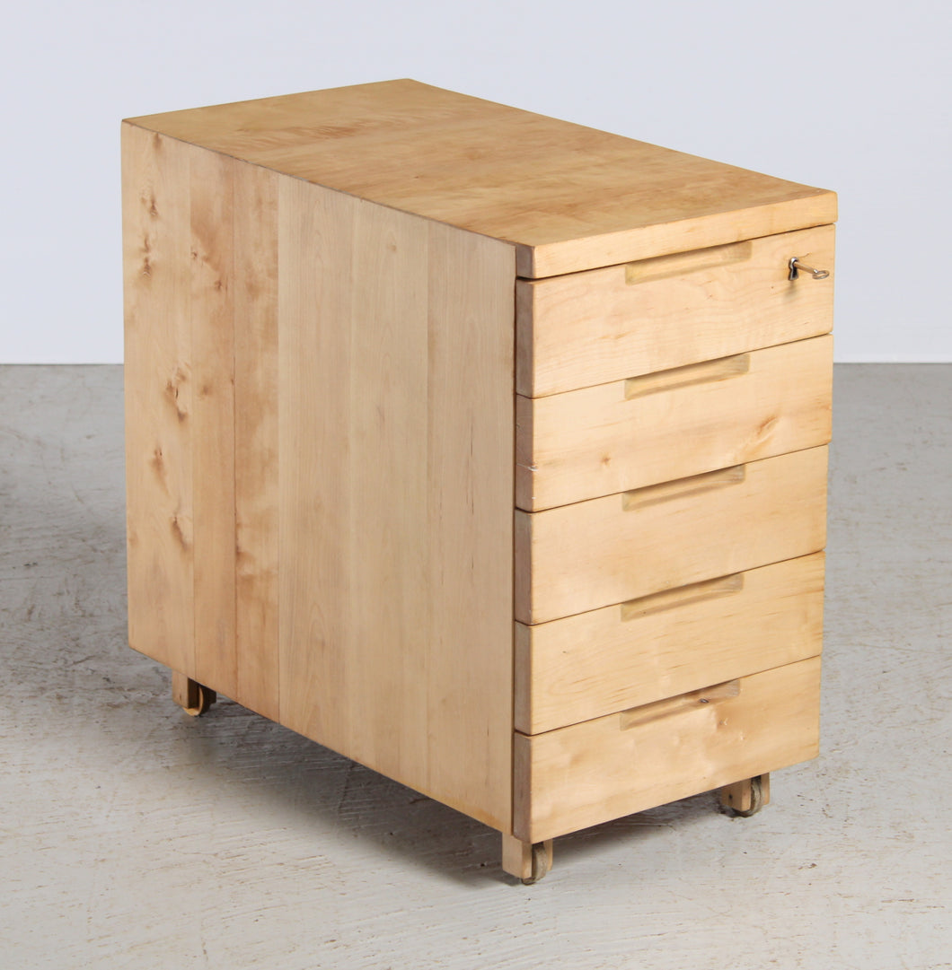 Early Alvar Aalto Birch Chest of Drawers Model 297 on Wooden Casters c 1930s.