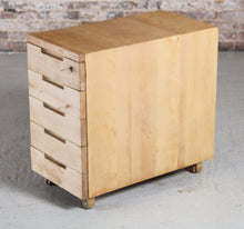 Load image into Gallery viewer, Early Alvar Aalto Birch Chest of Drawers Model 297 on Wooden Casters c 1930s.
