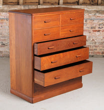 Load image into Gallery viewer, Mid Century Solid Teak Chest of Drawers/Tallboy c 1960s.
