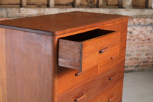 Load image into Gallery viewer, Mid Century Solid Teak Chest of Drawers/Tallboy c 1960s.
