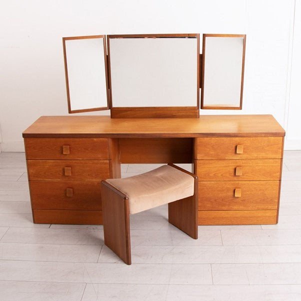 Midcentury Teak Dressing Table & Stool by Stag, c.1970