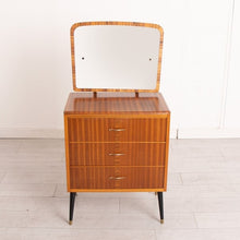 Load image into Gallery viewer, Midcentury Mahogany and Zebrano Vanity Chest of Drawers with Mirror c1960s
