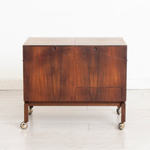 Load image into Gallery viewer, Danish Midcentury Rosewood Bar Cart by Leif Arling for Silkeborg c.1960s
