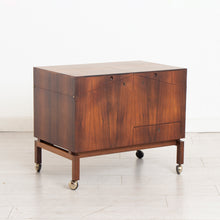 Load image into Gallery viewer, Danish Midcentury Rosewood Bar Cart by Leif Arling for Silkeborg c.1960s
