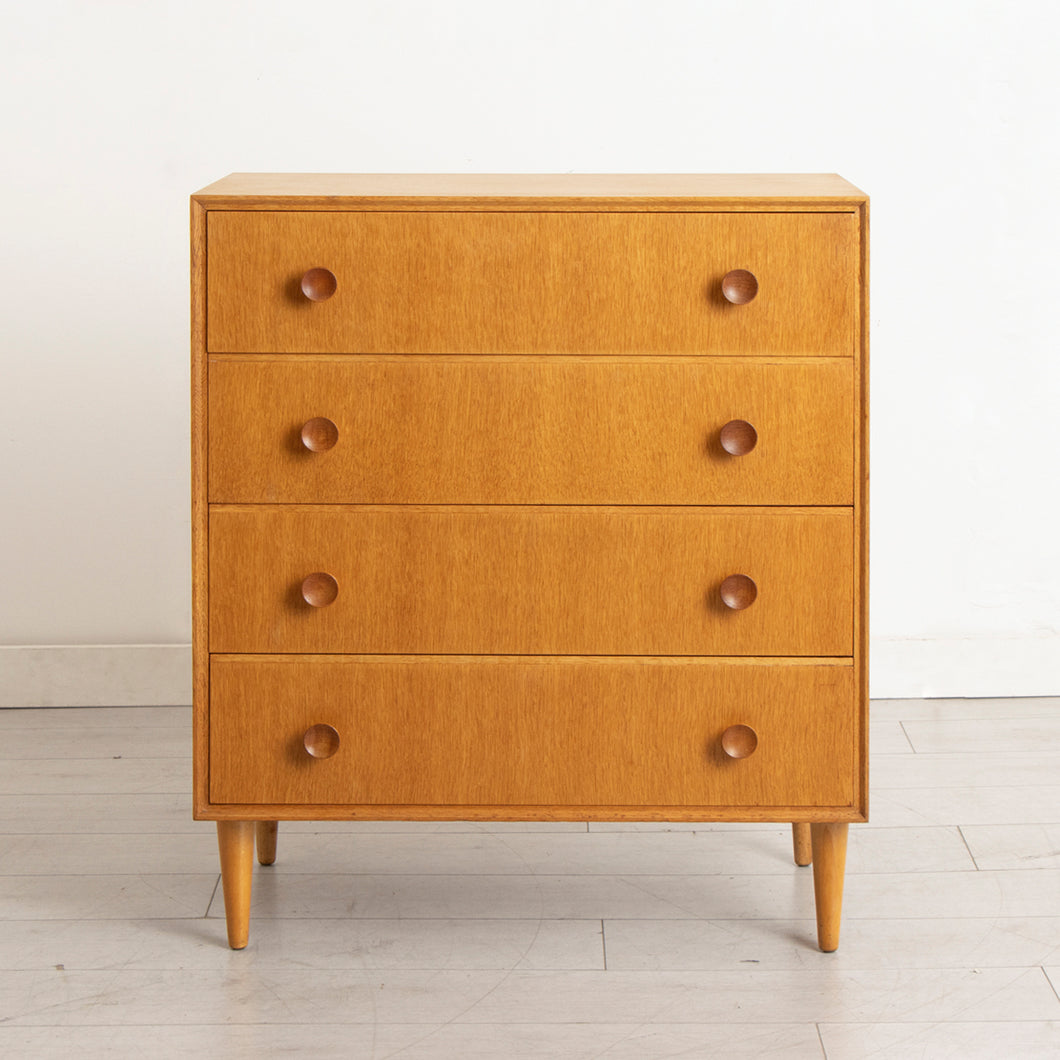 Midcentury Oak Chest of 4 Drawers by Meredew c.1960s