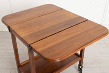 Load image into Gallery viewer, Midcentury Solid Walnut Drop-Leaf Serving Trolley
