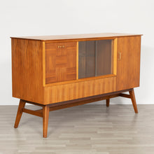 Load image into Gallery viewer, Midcentury Teak Drinks Cabinet with Sliding Glass Doors by Beautility c.1965
