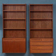 Load image into Gallery viewer, Midcentury Wall Mounted Teak Bookcase with drawers c.1970
