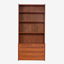 Load image into Gallery viewer, Midcentury Wall Mounted Teak Bookcase with drawers c.1970
