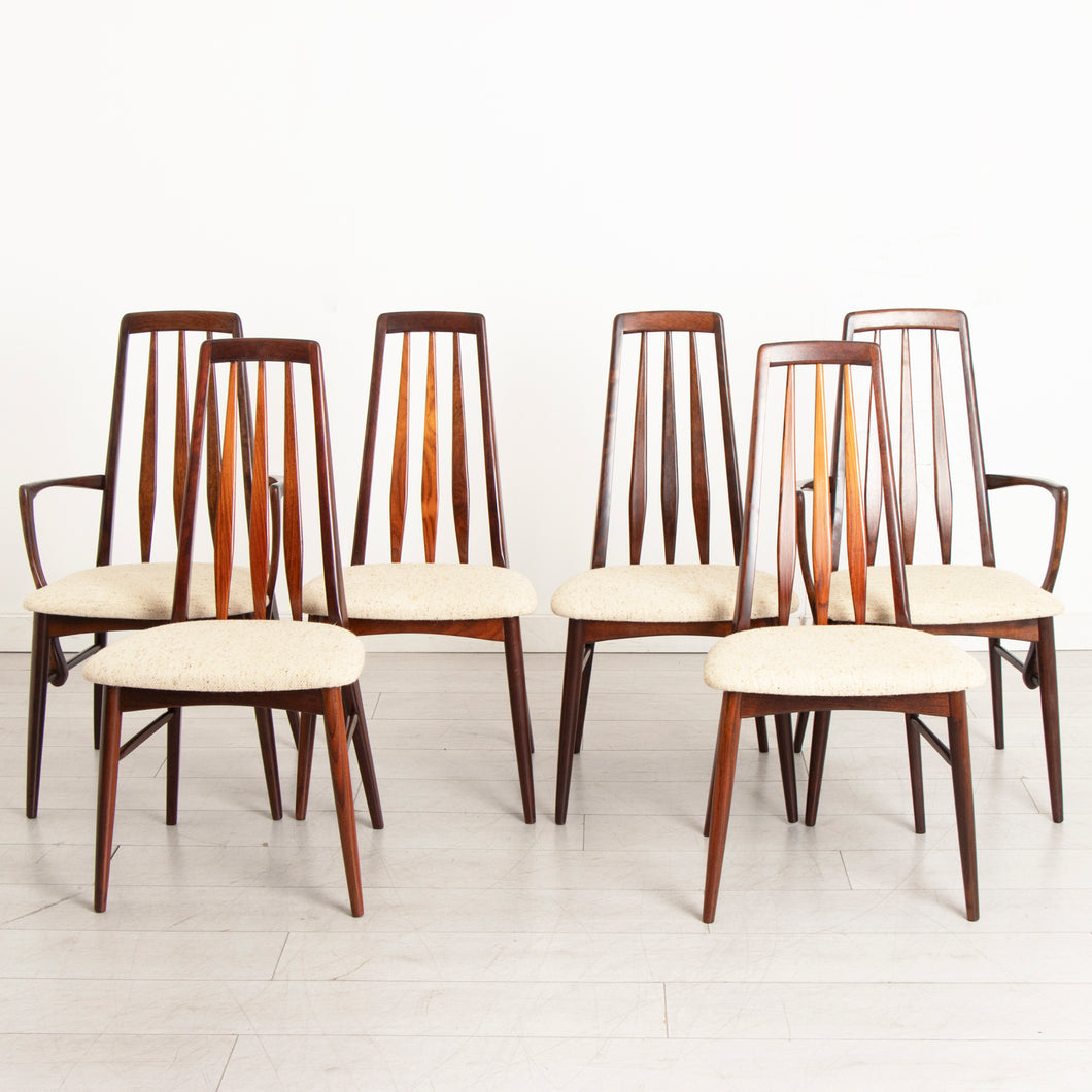 Set of Six Danish 'Eva' Rosewood Dining Chairs by Niels Koefoed c.1970s