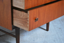 Load image into Gallery viewer, Mid Century teak chest of 4 drawers by Homeworthy, England, circa 1960s.

