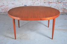 Load image into Gallery viewer, Danish Mid Century teak extending oval/round dining table by Kai Kristiansen, circa 1960s
