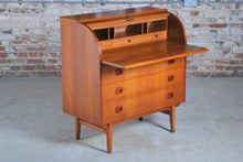 Load image into Gallery viewer, Swedish Mid Century teak roll-top bureau by Egon Ostergaard, circa 1960s.
