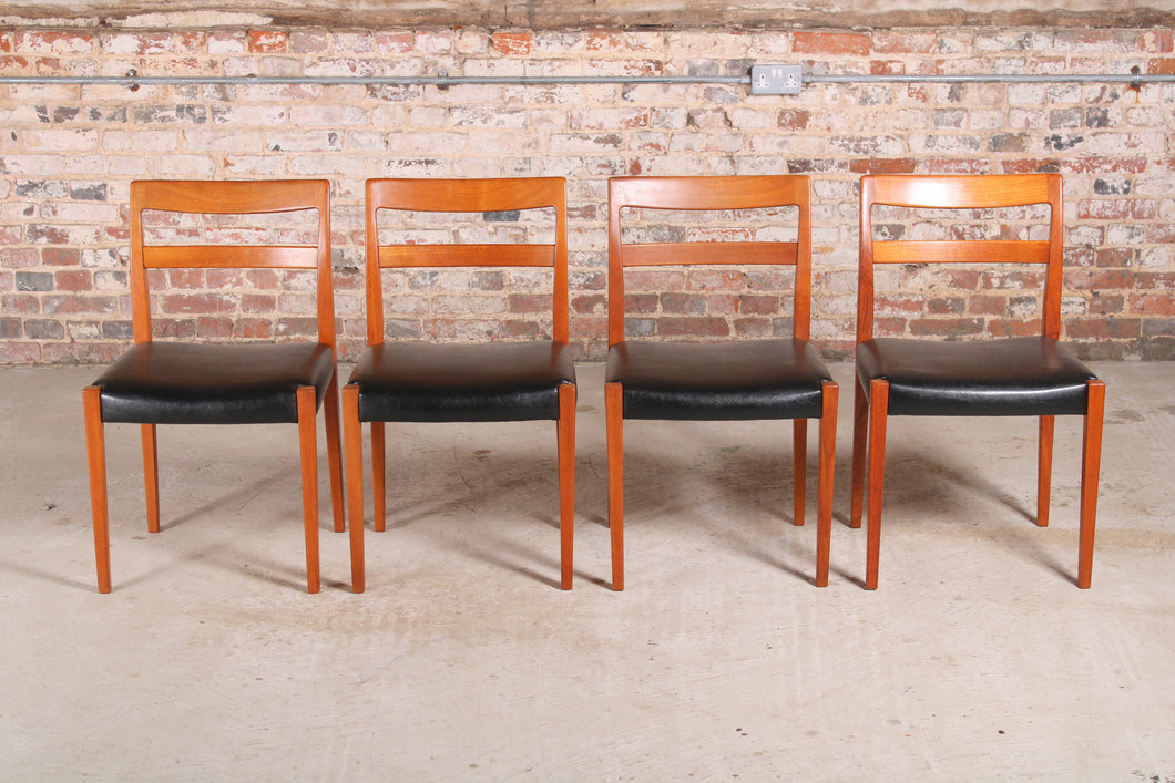 Set of 4 Mid Century teak dining chairs by Nils Jonson for Troeds, Sweden, circa 1960s.