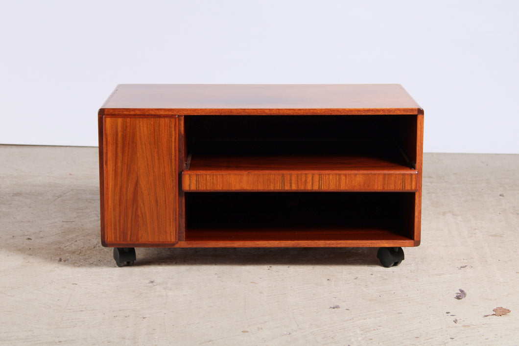 Danish Mid Century rosewood TV/Media stand on casters.