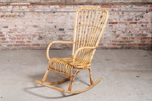 Load image into Gallery viewer, A vintage 1960s boho bamboo rocking chair
