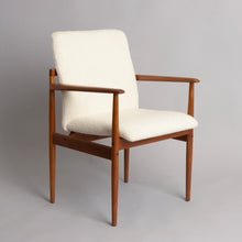 Load image into Gallery viewer, Pair of Midcentury Teak Armchairs newly reupholstered in 100% Wool Boucle Fabric c.1960s
