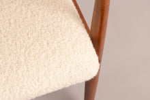 Load image into Gallery viewer, Pair of Midcentury Teak Armchairs newly reupholstered in 100% Wool Boucle Fabric c.1960s
